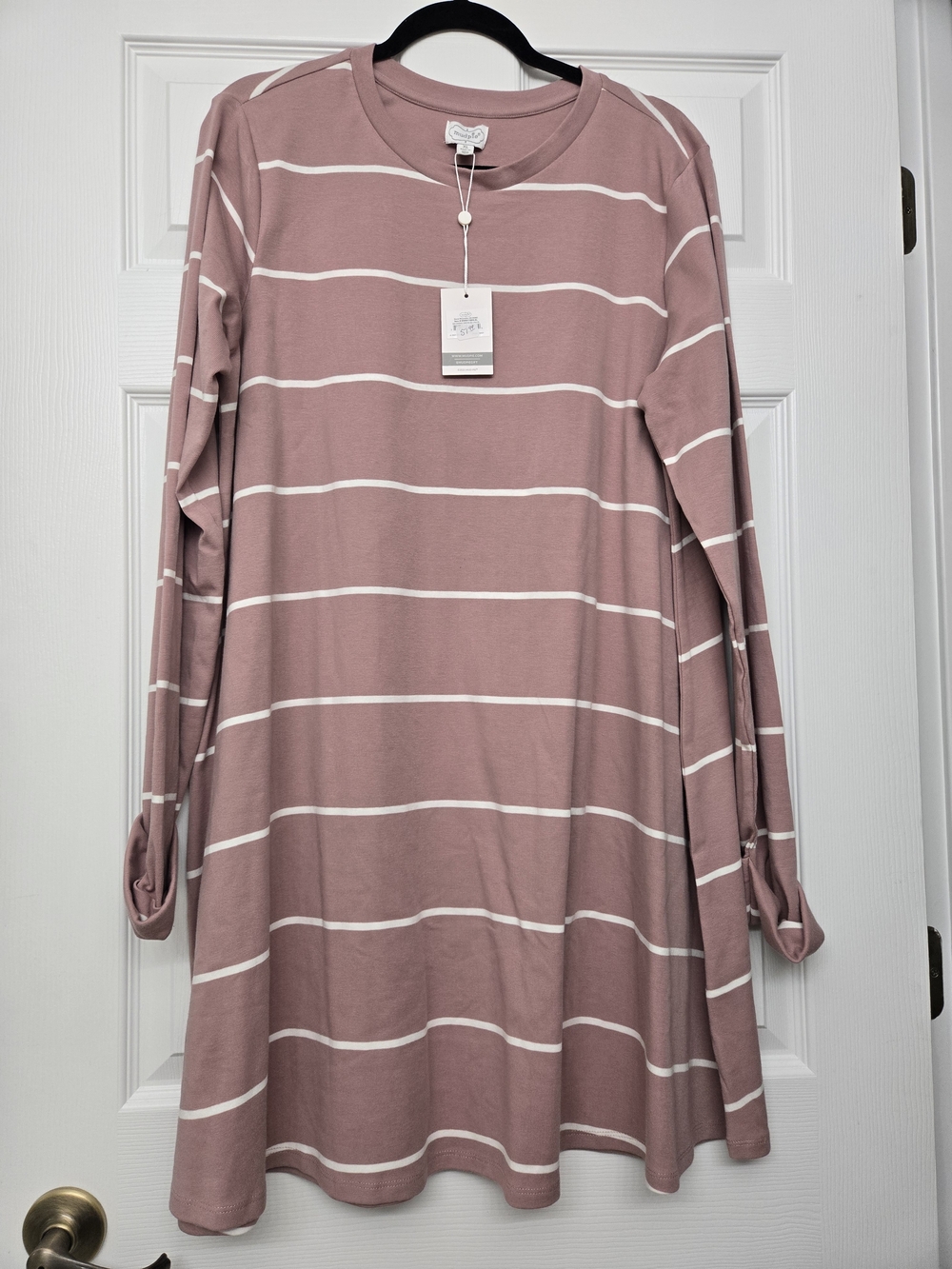 Mud Pie Mauve Pink Striped Crewneck Top